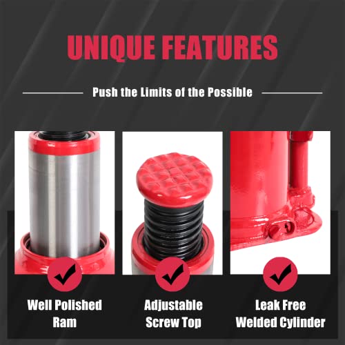 Big RED 12 Ton (24,000 LBs) Torin Welded Hydraulic Stubby Low Profile Bottle Jack, Red, ATH91207AR - color: Red, size: 12 Ton (24,000 lbs), style: Low Profile