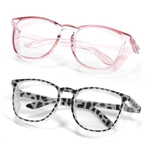 Safety Glasses Anti Fog Goggles Protective Eyewear Blue Light Blocking Anti Dust UV Protection Glasses For Men Women - color: Black Leopard+transparent Pink