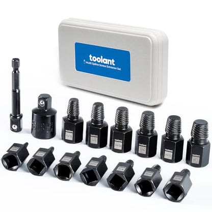 toolant 15pcs Impact Screw Extractor Set, Bolt & Nut Remover Socket Tool Kit, Stripped Bolt Extractor for Damaged Screws and Bolts - size: 15pcs