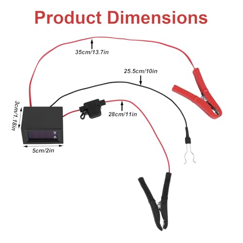 Automotive Battery Drain Tester, Car Alternator Relay Tester with Digital Voltage Display & Clips 12V Auto Leakage Detector to Detect Hidden Drain Issues on Cars Trucks SUV Tools