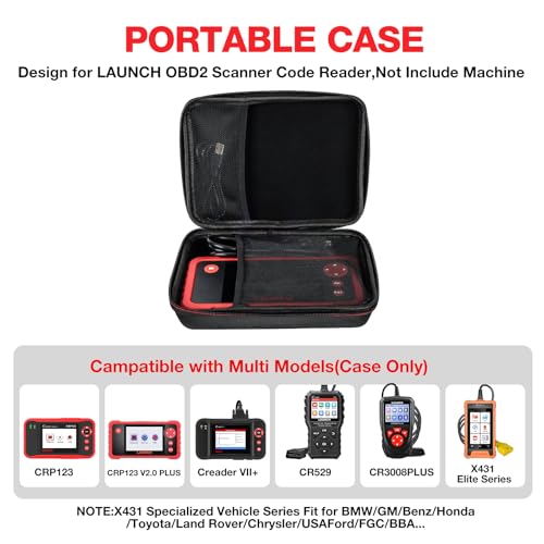 KINGBOLEN Protective Case Storage Bag for OBD2 Scanner Launch CRP123/CRP123 Plus/Creader VII+/CR529/CR3008 Plus Code Reader Diagnostic Scan Tool(Case Only)