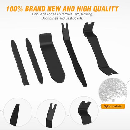 GOOACC 6PCS Auto Trim Removal Tool Kit No-Scratch Tool Kit for Car Audio Dash Panel Window Molding Fastener Remover Tool Kit-Black - color: Black, size: 6PCS Trim Removal
