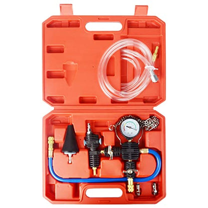 DAYUAN Radiator Cooling System Vacuum Purge Coolant Refill Tool Kit | Professional Radiator Adapter, Fast Coolant Refill, Eliminates Air Pockets, Fits Most Cars SUVs Vans & Trucks, Red Case - color: Red