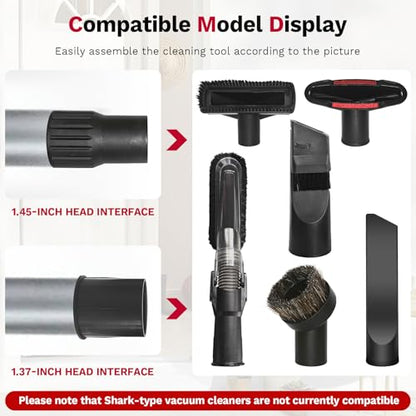 Universal Vacuum Attachments & Brushes, 8-Piece Vac Accessories | Small Portable Shop Vac Accessories with Adapter Kit for Car Detailing, Home, Pet Hair Cleaning-Fits Most Standard Vacuums