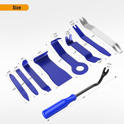 GOOACC 9PCS Auto Trim Removal Tool Kit No-Scratch Tool Kit for Car Audio Dash Window Molding Fastener Remover Tool Kit-Blue - color: Blue, size: 9PCS Trim Removal Tool