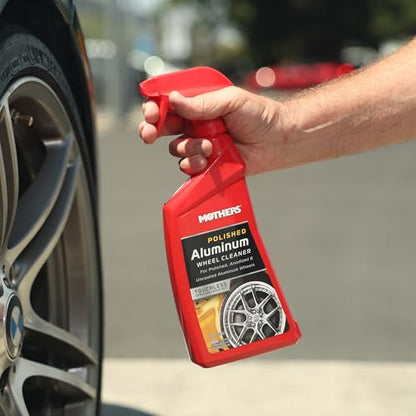 Mothers Polished Aluminum Wheel Cleaner, 24 oz. (06024) | Safely Cleans Uncoated Polished Aluminum & Anodized Wheels, Removes Brake Dust, Grease, Dirt & Grime, Easy Spray-On, Hose-Off - size: 24 Fl Oz (Pack of 1)