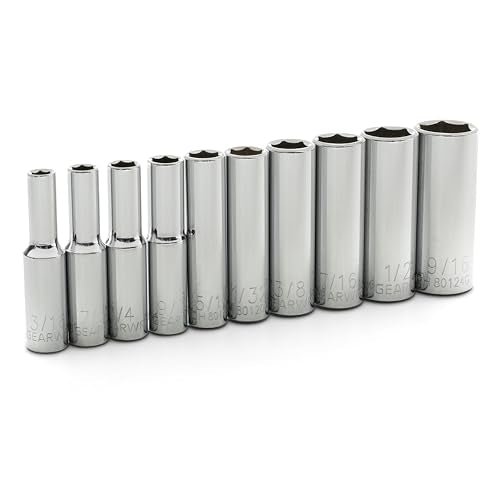 GEARWRENCH 10 Pc. 1/4" Drive 6 Pt. Deep Socket Set, SAE - 80305