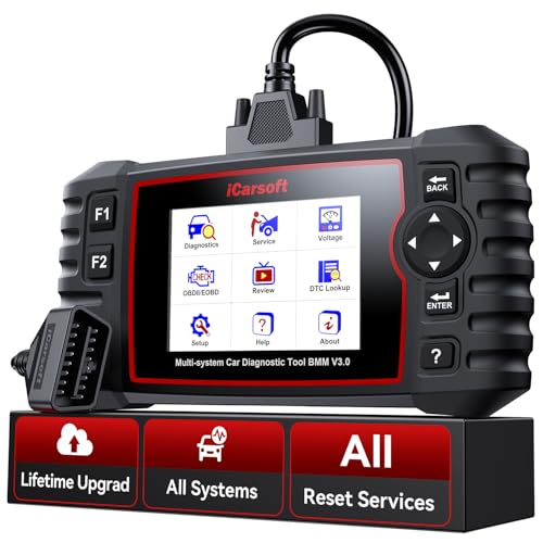 iCarsoft Bidirectional Diagnostic Tool for BMW/Rolls-Royce/Mini, BMM V3.0 All Resets/Battery Registration/ECU Coding Full System OBD2 Scanner for BMW Code Reader, Battery Test,Auto VIN-2025 Ver
