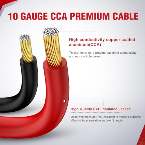 Nilight Jumper Cables for Car Battery 10 Gauge 12 FT Booster Cable Heavy Duty 200 A CCA with Carrying Bag Jump Start Emergency Kit Pickup Vans SUV Sedan Motorcycle | Booster Jump Start Cable with Storage Bag for Jump Starting Dead or Weak Batteries for Pi