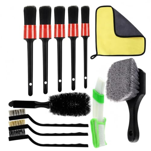 Car Detailing Brush Set, PP Plastic Cleaning Tools for Interior Vents, Dashboard, Wheels, and Exterior Crevices - size: 12.6 x 3.94 x 1.97 in