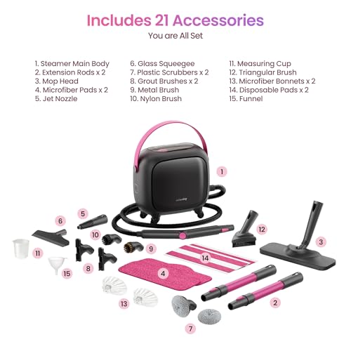 Schenley 21-in-1 Steam Cleaner for Home, Heavy-Duty Steamer for Cleaning | 3.5 Bar Pressure | 248°F Deep Cleaning | 45.5 oz Large Tank | Steam Lock Switch | for Floor, Grout, Tile, Kitchen & Bathroom