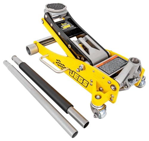 JEGS Professional Low-Profile 3-Ton Aluminum Floor Jack | 3" Inch Minimum Saddle Height | Lightweight Construction | 360 Degree Rotating Saddle