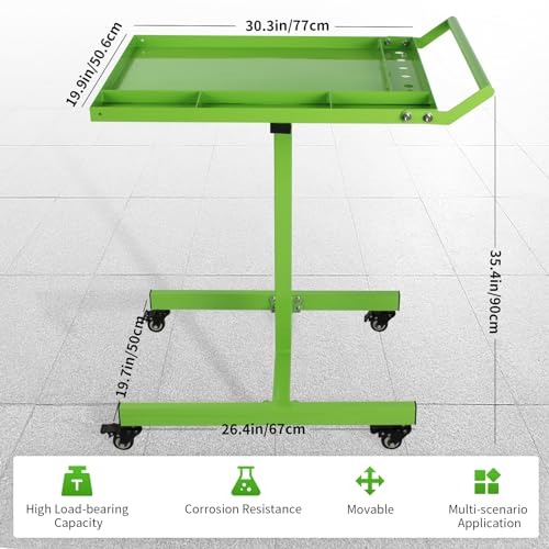 Rolling Tool Tray with Wheels,30×20 in Tear Down Work Table,220lbs Capacity Mechanics Rolling Work Table for Garage,Shop,DIY (Green) - size: Green
