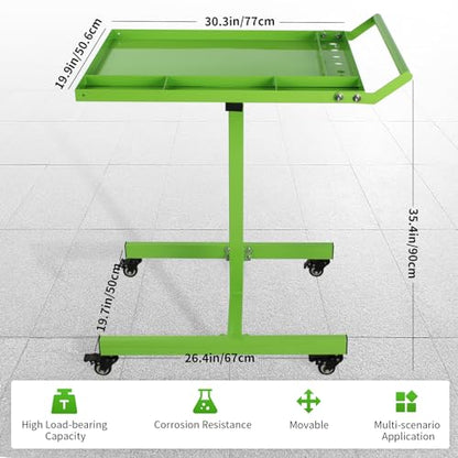 Rolling Tool Tray with Wheels,30×20 in Tear Down Work Table,220lbs Capacity Mechanics Rolling Work Table for Garage,Shop,DIY (Green) - size: Green