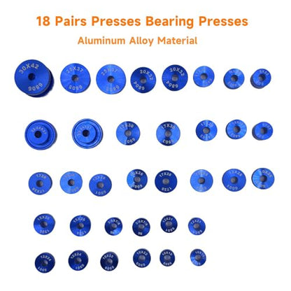 Bike Bearing Press Kit, ROWYOU Bicycle Bearing Press Set Include 35 Bearing Adapters & Bike Headset Press Tool & Carry Case, Heavy Duty Bike tool for Wheels/Hub BB Axis Turning Point Tool