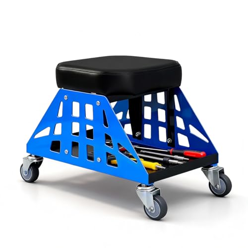 Heavy Duty Rolling Mechanics Seat,400 LBS Capacity Garage Stool, Tools for Automotive Auto Repair (Blue) - color: Blue