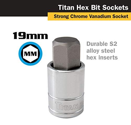 Titan 15619 1/2-Inch Drive x 19mm Hex Bit Socket - size: 19mm