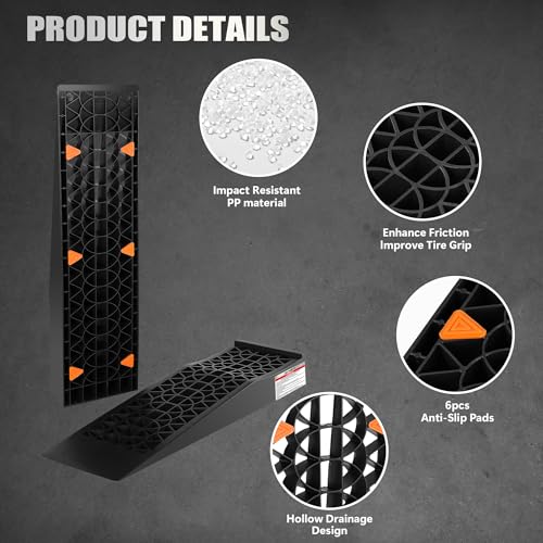 Low Profile Car Ramps for Lift Maintenance and Oil Changes, 2.6" Lift | Heavy Duty Race Ramps for Sports Car Low Chassis Vehicle, 2 Pack - color: 5 Ton