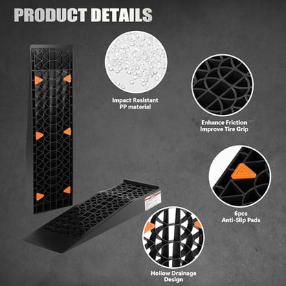 Low Profile Car Ramps for Lift Maintenance and Oil Changes, 2.6" Lift | Heavy Duty Race Ramps for Sports Car Low Chassis Vehicle, 2 Pack - color: 5 Ton