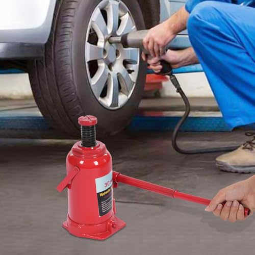 50 Ton Hydraulic Bottle Jack Low Profile Welded Bottle Jack Hydraulic Cylinder Jack for Cars, Trucks (Red)