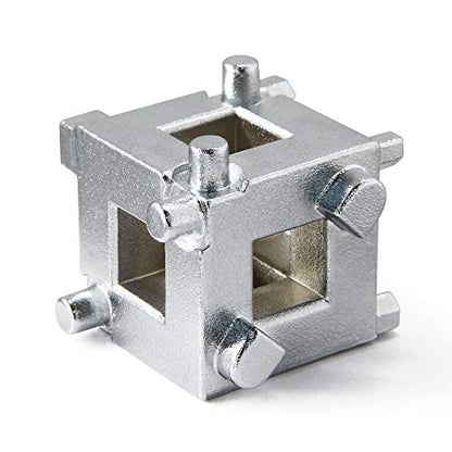 Powerbuilt Rear Disc Brake Piston Tool, 3/8-Inch Drive Brake Caliper Tool, Cube rotates and depresses caliper pistons back into caliper when changing brake pads - 648410
