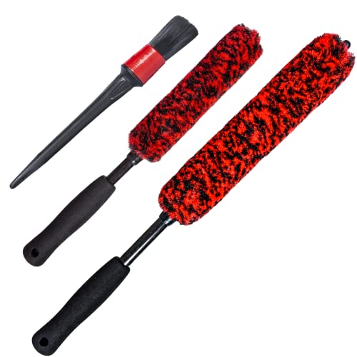 Metal Free Soft Wheel Cleaner Brush, Synthetic Wool Tire Cleaning Brush, Highly Water Absorption, Dense and Durable Tire Brush for Cleaning Wheels, Rims, Spokes, Fenders, Engines… - color: black eva