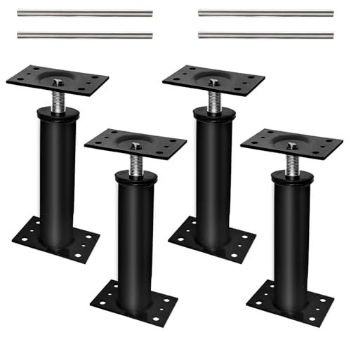 House Jacks for Leveling, 11"-17" Adjustable Jack Post Basement Floor Jack | Screw Floor Jack Post Supports Stabilizer Jacks for House Foundation, Stairs, Porches, Roof Beams - color: Black, size: 4PC（11"-17")