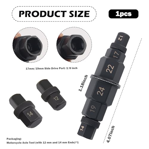 6 in 1 Motorcycle Axle Tool with 3/8" Port,Sturdy 17mm 19mm 22mm 24mm 12mm 14mm Allen Socket Spindle Adapter Compatible with BMW,Essential Axle Motorcycle Tools for Front Axles Wheels