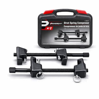 Powerbuilt Strut Spring Compressor Kit, Remove and Install Coil Springs, Tighten Compressor, Car Repair, 2 Piece, Storage Case 648627 - style: 5 Piece