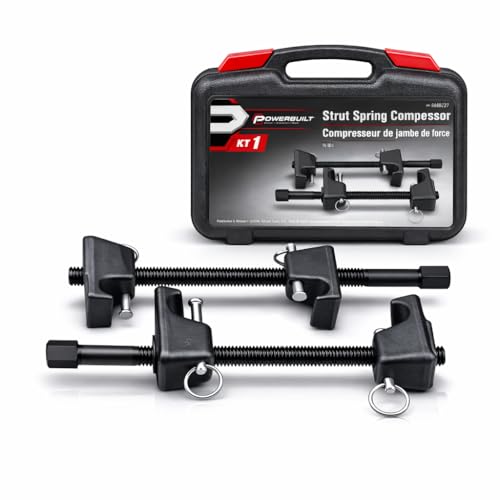 Powerbuilt Strut Spring Compressor Kit, Remove and Install Coil Springs, Tighten Compressor, Car Repair, 2 Piece, Storage Case 648627 - style: 5 Piece