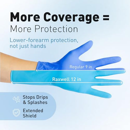 Raxwell Disposable Nitrile Gloves - Heavy Duty Cleaning Gloves - Elbow-Length Dishwashing & Kitchen Use - Chemical Resistant - size: Small, style: 500 Count