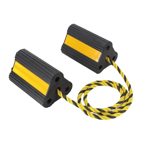 Heavy Duty Rubber Wheel Chocks, 2 Pair Non Slip Wheel Blocks with 3 Reflective Strips for RV Trailer Truck Small Aircraft