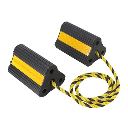 Heavy Duty Rubber Wheel Chocks, 2 Pair Non Slip Wheel Blocks with 3 Reflective Strips for RV Trailer Truck Small Aircraft