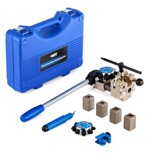 Orion Motor Tech Brake Line Flaring Tool Kit, 45 & 37 Degree Flaring Tool Set, Single Bubble Double Flare Tool Kit for Brake Lines, Professional Brake Flare Tool Kit for 3/16" 1/4" 5/16" 3/8" Tubes - size: Dual-Head 37° & 45°