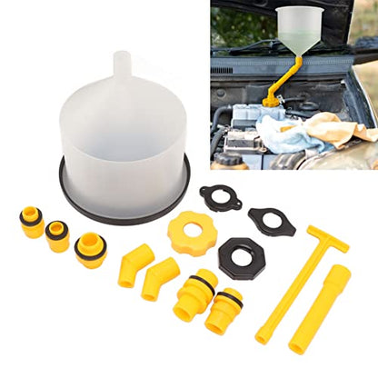 15Pcs Coolant Filling Funnel Kit, Spill Proof Coolant Fill Kit, Reinforced Cooling System Fill Kit with Extension Rod, for Car Flushing