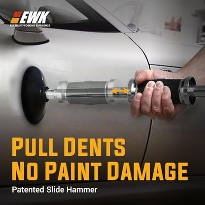 EWK Pneumatic Car Dent Puller Kit, Air Compressor Suction Cup Dent Puller with 75mm 100mm 125mm Cups, Slide Hammer Paintless Dent Removal Tool for Auto Body Repair