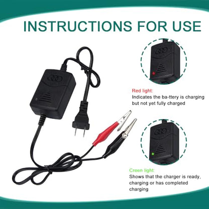 12V 1300mA Sealed Lead Acid (SLA) Battery Charger, Trickle Charger for Car Battery, Battery Charger Maintainer with Short Circuit Protection, Universal Charger Adapter for Car Motorcycle