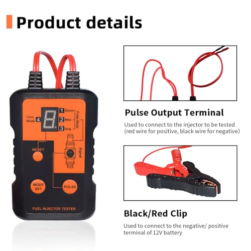 Shkalacar Fuel Injector Tester Cleaner Tool Kit, 12V Automobile Injector Tester 4 Pulse Modes Injector Tester, Simultaneously DIY Cleaning Tools, Car Injector Cleaner Controller Tool