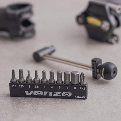 Venzo 1/4 Inch Driver Beam Torque Wrench Set - 2 to 10 Nm - Small Adjustable - Great Maintenance Tool for MTB, Mountain, Road Bike & Motorcycle - Bicycle Carbon Parts Essential Tool
