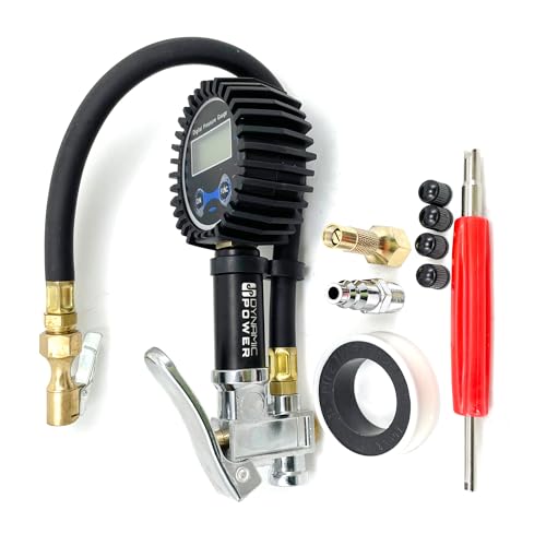 DYNAMIC POWER Pro-Grade Digital Tire Pressure Gauge – Dual Color LCD for Day/Night Clarity, 200 PSI Heavy-Duty, 1/4" NPT | Precision Tool for Automotive Pros, Trucks & DIY