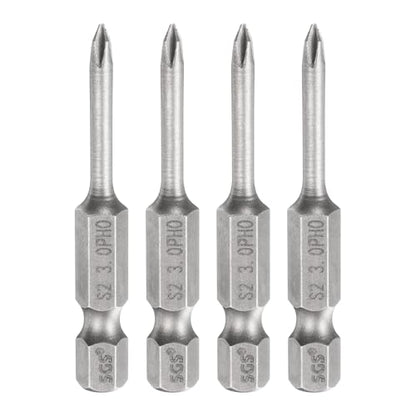 HARFINGTON 4pcs #0 Phillips Screwdriver Bit PH0 1/4" Hex Shank 2" (50mm) Long 0.12" Rod Magnetic Cross Head Drill Bits S2 Steel Industrial Screw Driver for Electric Power Tools, Gray - size: PH0 x 2" x 0.12"