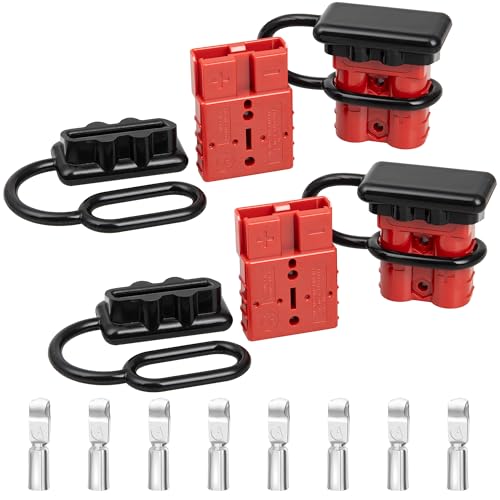 RED WOLF 50A Battery Quick Connector 6-12 AWG Jumper Cable Plug Flame-Retardant Anderson Type SB50 Plug Outdoor Power Quickly Connect/Disconnect Kit for Electrical System 12V-36V (4 PCs Red, 50A) - size: 50A, style: 4 PCs Red