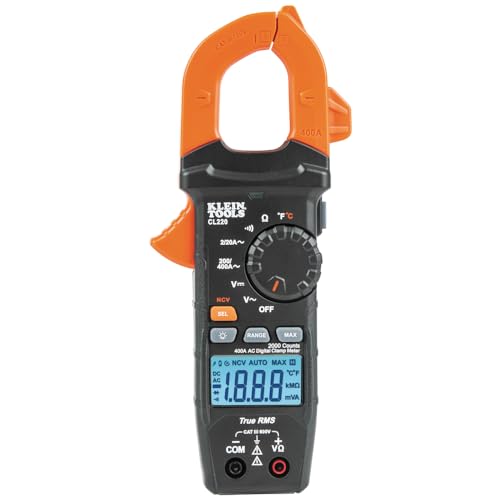 Klein Tools CL220 Digital Clamp Meter, Auto-Ranging 400 Amp AC, AC/DC Voltage, TRMS, Resistance, Continuity, NCVT Detection, and Temp - size: Clamp Meter