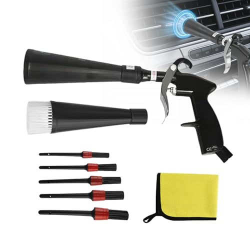 SakerPlus Dry Cleaning Gun, Air-Powered Car Interior Cleaning Tool with Vortex Airflow, Air Compressor Gun for Seats, Carpets, Floor Mats, Vents and Auto Detailing (Upgrade 2 Set Nozzle) - color: Upgrade 2 Set Nozzle