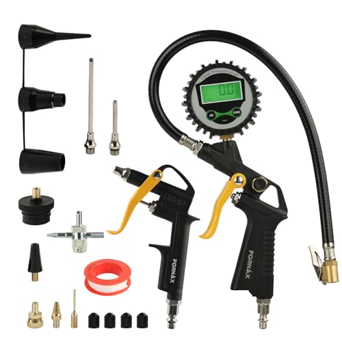 FORNAX Heavy Duty Compressor Accessory Kit, Digital Tire Inflator with Pressure Gauge, Heavy Duty Blow Gun, Hose Fittings & Air Nozzles,1/4" NPT Air Tool Kit for Car, Garage, Workshop Use