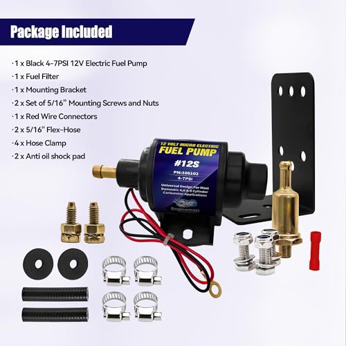 Micro Electric Gasoline Fuel Pump Universal 5/16 inch Inlet and Outlet 12V 1-2A 35GPH 4-7 P.S.I. Operating Fuel Pressure - color: 4-7PSI 35 GPH for Gasoline