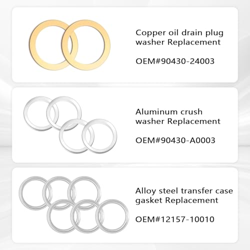 12PCS Oil Drain Plug Gasket,Crush Washer Oil Drain Plug Washer Replacement OEM#9043024003,1215710010,90430A0003,Transfer Case Differential Gasket Compatible with Lexus Toyota