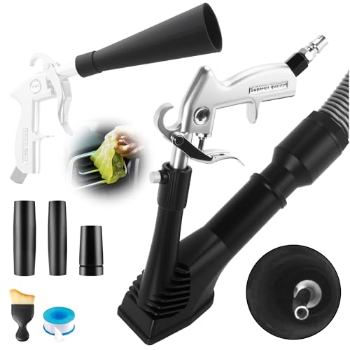 GOCCIDA 2IN1 Car Interior Detailing Air Cleaning Gun & Vacunm Gun | Multifunctional Car Cleaning Kit with Metal Nozzle,Extractor Vacuum Set Quickly Blasts Dirt and Dust from Surface with Air - color: white