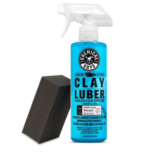 Chemical Guys, Clay Block V2 & Clay Super Lube Kit for Paint Prep, 16 oz | Rubber clay block and lubricant glide over paint and glass to lift bonded grime, reusable and easy to clean - style: Clay Block + 16 oz