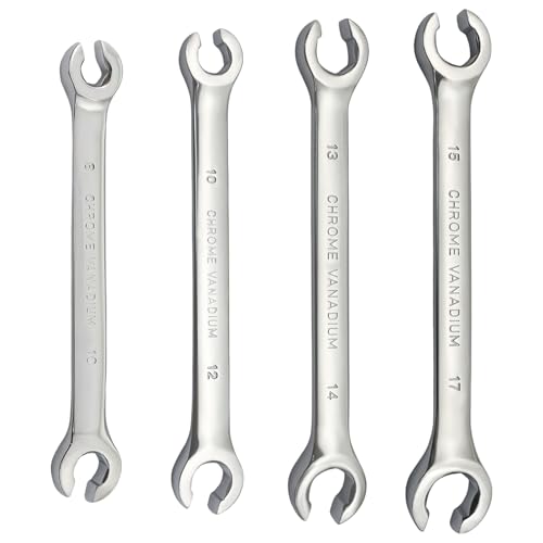 Flare Nut Wrench, 8 10 12 13 14 15 17mm Chrome Vanadium Steel Tool for DIY Automotive Repairs, Fuel Lines, Brake Systems and Household Maintenance